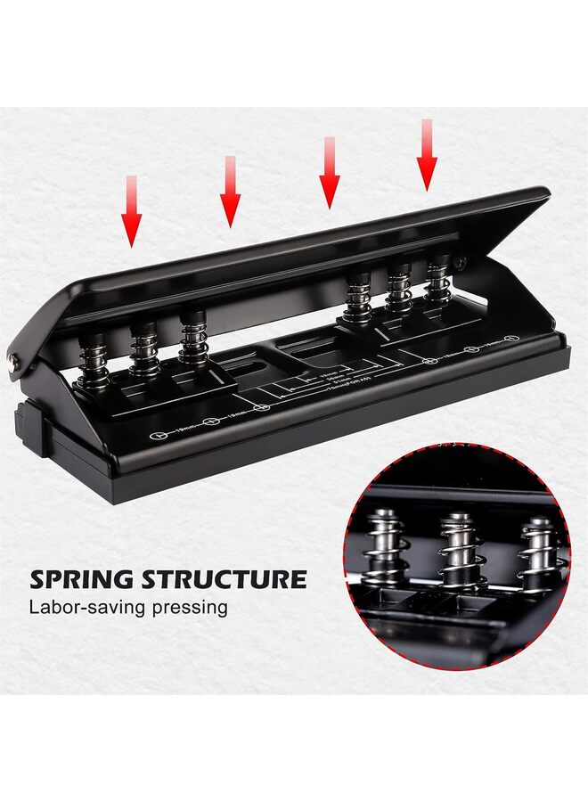 Adjustable 6 Hole Punch: Metal Six Hole Puncher for Planners and 6-Ring Binders with 6 Sheet Capacity for A4 / A5 / A6 / Personal/Pocket Size - Image 2