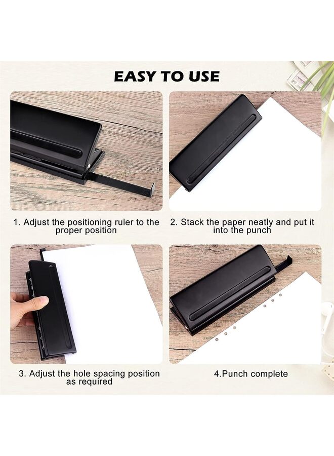 Adjustable 6 Hole Punch: Metal Six Hole Puncher for Planners and 6-Ring Binders with 6 Sheet Capacity for A4 / A5 / A6 / Personal/Pocket Size - Image 4