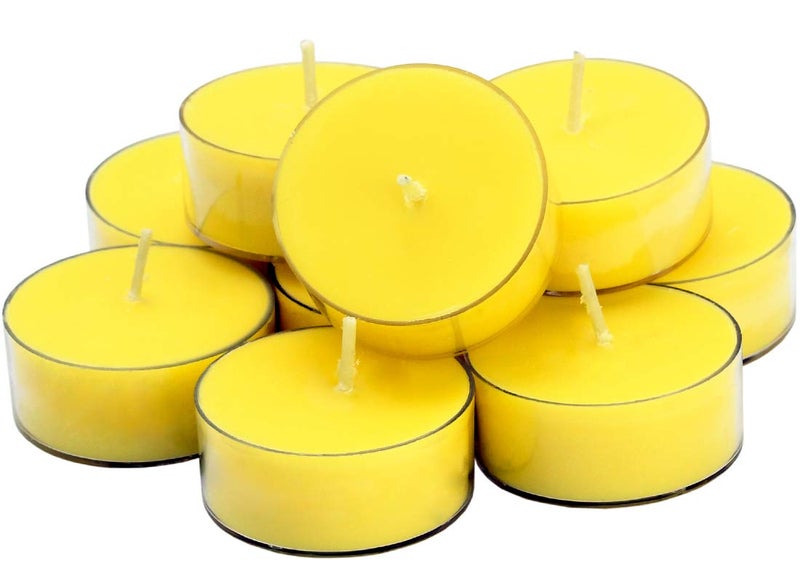 DEYBBY Aromatherapy Soy Wax Tea Candle Lemon Scented Clear Cup Summer Candles Gift for Home4 Hour Burn TimeSmokeless Long LastingGreat for Bar Dinner Pack of 12