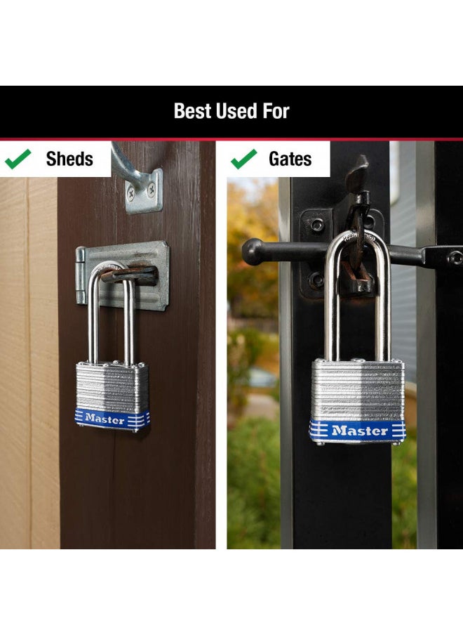 Master Lock Master Lock 1TRILJ Outdoor Padlock with Key, 3 Pack Keyed-Alike,Silver  - Image 2