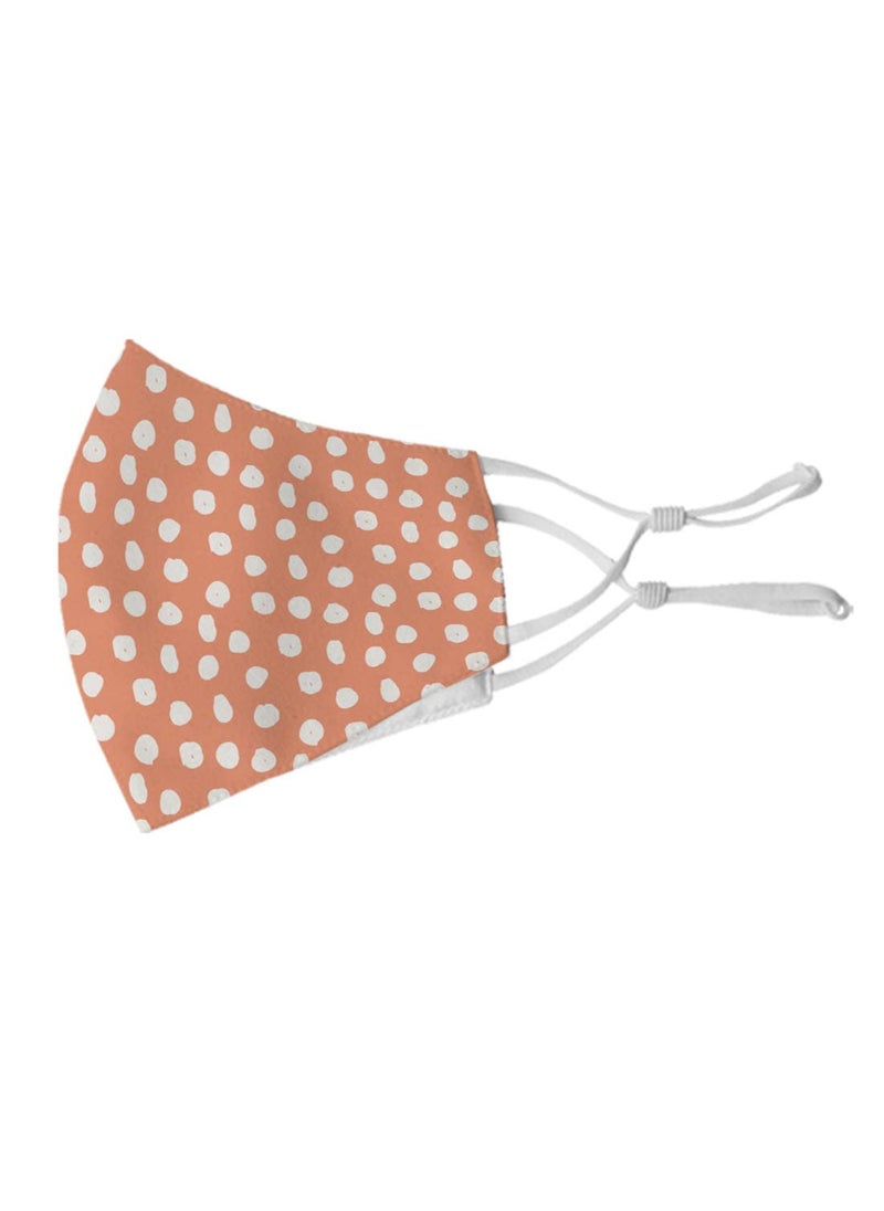 Crazyify Crazyify Orange and White Print Face Mask Face Mask Set of 3 For WomenMen with Adjustable Earloop Two Layer Soft Printed Canvas Fabric with HD Print Washable Resuable  - Image 3