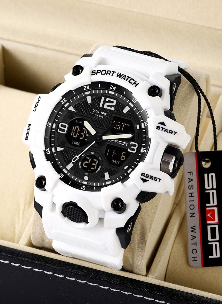 SANDA Top Brand Sports Men's Watches Quartz Watch Man Waterproof Wristwatch for Men Clock 6030 - Image 1