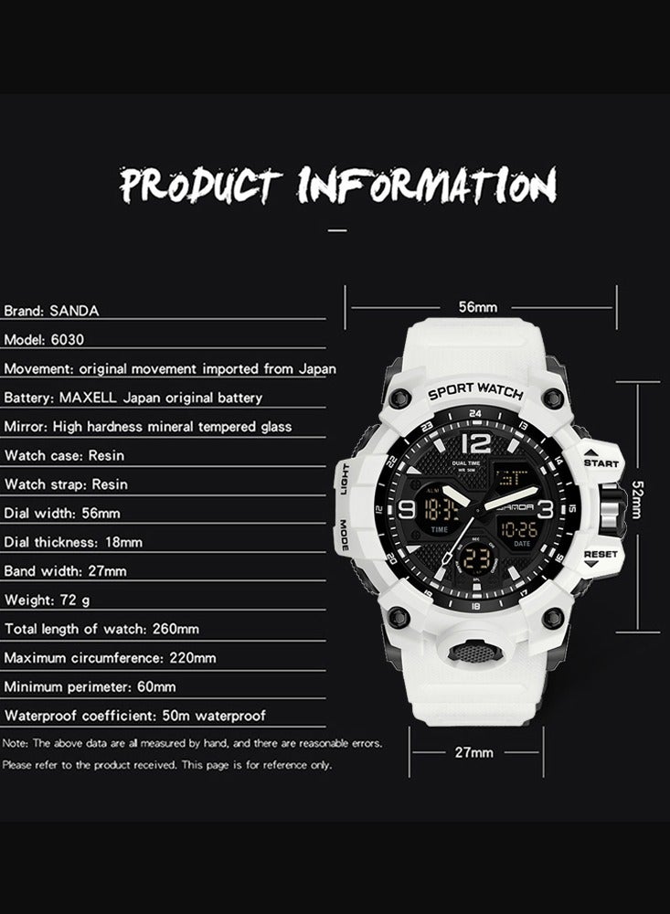 SANDA Top Brand Sports Men's Watches Quartz Watch Man Waterproof Wristwatch for Men Clock 6030 - Image 4
