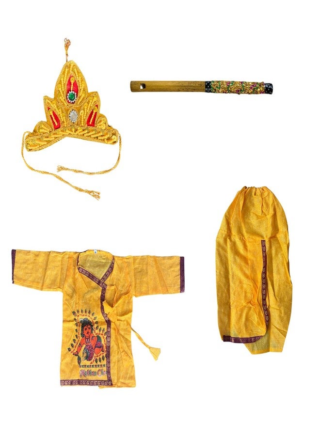 Salvus APP SOLUTIONS Traditional Janmashtami Krishna Dress Costume: Perfect Attire for Celebrating Lord Krishna's Appearance (Yellow_0-1 Year) - Image 1