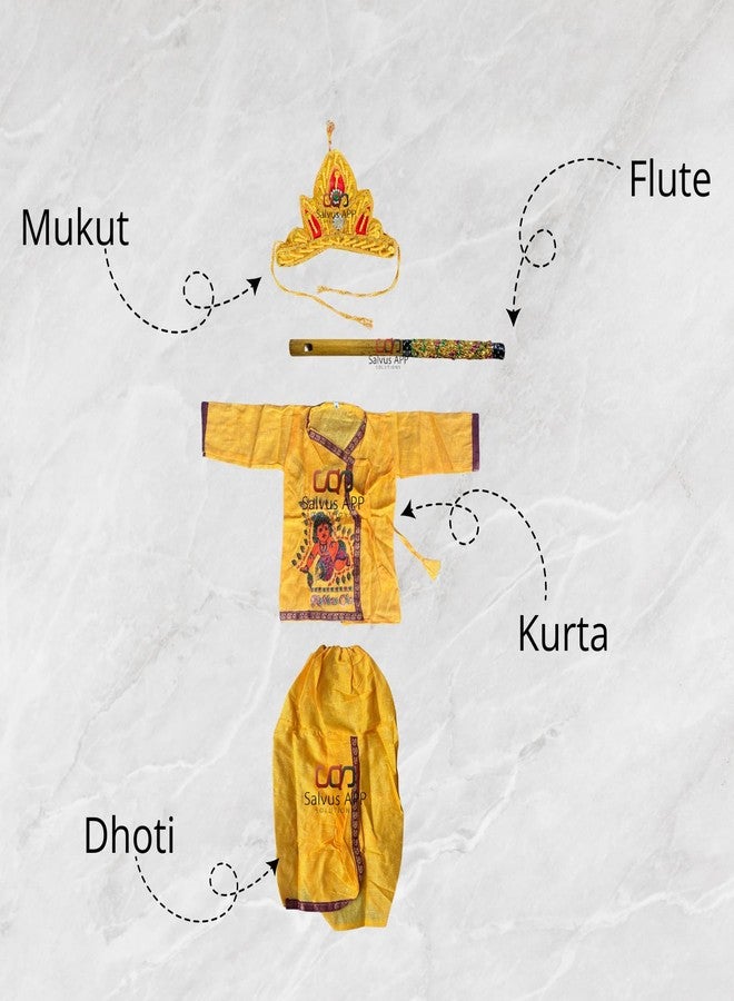 Salvus APP SOLUTIONS Traditional Janmashtami Krishna Dress Costume: Perfect Attire for Celebrating Lord Krishna's Appearance (Yellow_0-1 Year) - Image 3