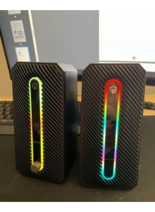 Multimedia Computer Speaker Wired – 10W (5W*2.0 Channel Stereo) – Dynamic RGB Lighting &Touch Control - USB 2.0 Power + 3.5 mm Audio Jack – for PC / Gaming /Music / Mobile - Image 3