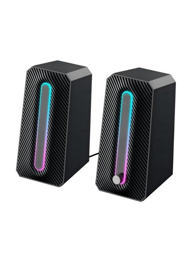 Multimedia Computer Speaker Wired – 10W (5W*2.0 Channel Stereo) – Dynamic RGB Lighting &Touch Control - USB 2.0 Power + 3.5 mm Audio Jack – for PC / Gaming /Music / Mobile - Image 5