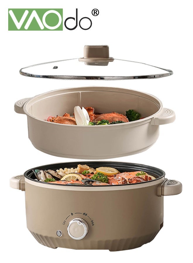 فاو دو 4.6 لتر مقلاة كهربائية غير لاصقة وعموم القلي مع باخرة ، 1000 واط مع حماية جافة ، 3 مستويات قابلة للتعديل في درجة الحرارة وعاء الطهي الكهربائي ، غطاء زجاجي مقسى مع تنفيس ومقابض اللمس البارد - Image 1