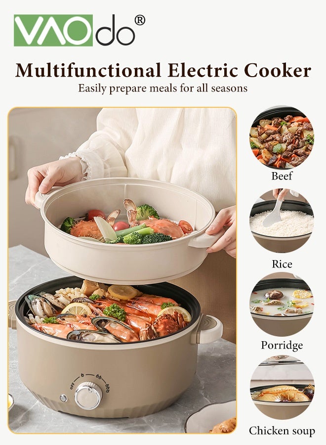 فاو دو 4.6 لتر مقلاة كهربائية غير لاصقة وعموم القلي مع باخرة ، 1000 واط مع حماية جافة ، 3 مستويات قابلة للتعديل في درجة الحرارة وعاء الطهي الكهربائي ، غطاء زجاجي مقسى مع تنفيس ومقابض اللمس البارد - Image 2