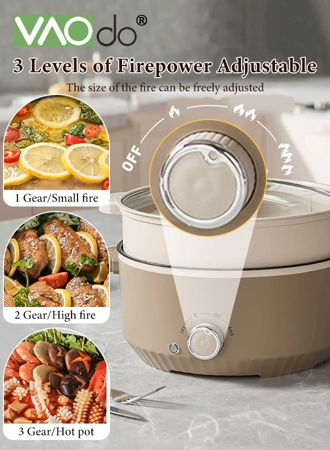 فاو دو 4.6 لتر مقلاة كهربائية غير لاصقة وعموم القلي مع باخرة ، 1000 واط مع حماية جافة ، 3 مستويات قابلة للتعديل في درجة الحرارة وعاء الطهي الكهربائي ، غطاء زجاجي مقسى مع تنفيس ومقابض اللمس البارد - Image 5