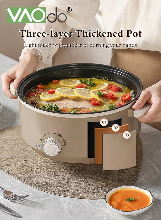 فاو دو 4.6 لتر مقلاة كهربائية غير لاصقة وعموم القلي مع باخرة ، 1000 واط مع حماية جافة ، 3 مستويات قابلة للتعديل في درجة الحرارة وعاء الطهي الكهربائي ، غطاء زجاجي مقسى مع تنفيس ومقابض اللمس البارد - Image 4