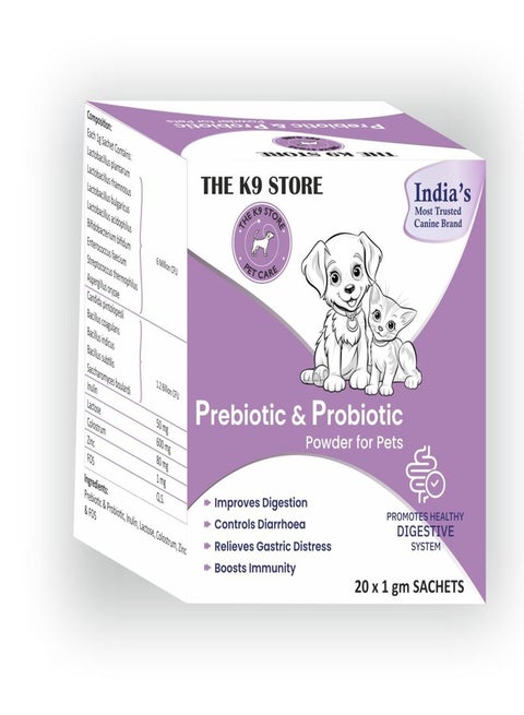 The K9 Store Prebiotics & Probiotics for Dogs & Cats - Dog Gut Health Supplement - Dog Diarrhea Medicine - Pro Belly for Dogs Gut - Dog Supplement Powder-Pre & Probiotic