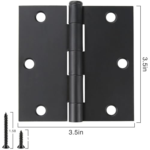 TDCHINGES 18 Pack 3 1/2 Inch Matte Black Door Hinges 3.5" Interior Square Iron Bifold Silver Standard Residential 3 ½"Satin Nickels Hinge for Doors Hardware Kit Tool Office Bedroom Study Living Room Decor - Image 2