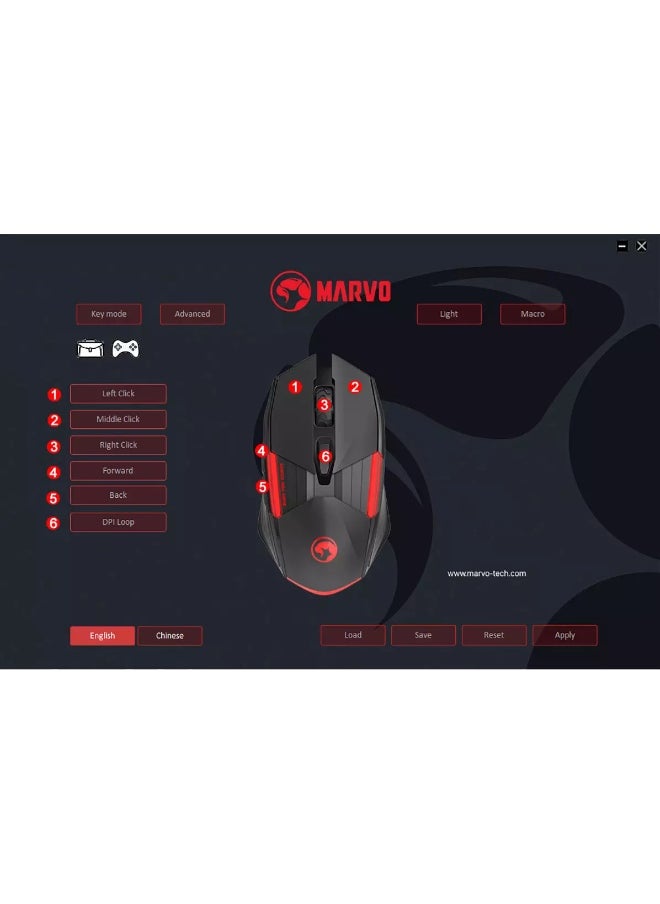 ماوس الألعاب M291WH - مستشعر بصري 6,400 - 6 أزرار قابلة للبرمجة مع برنامج (أبيض)