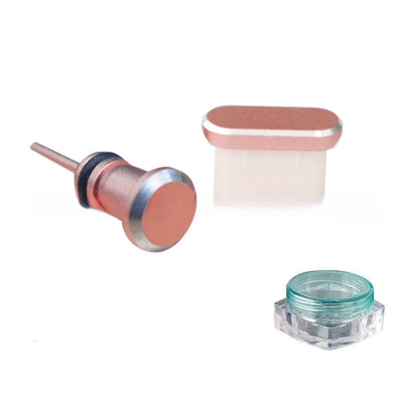 1 x 5 pcs Metal Dust Plug 2-in-1 Type-C for Huawei P40 Pro Xiaomi 10 Rose Gold