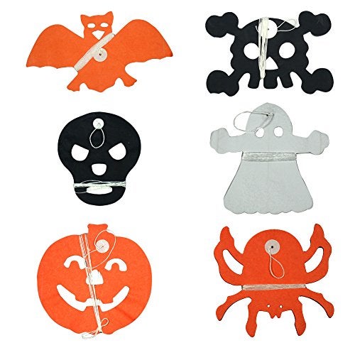Gardeningwill 6Pcs Precious Halloween Paper Chain Garland Decoration Prop Pumpkin Bat Ghost Spider Skull Shape OH - Image 2