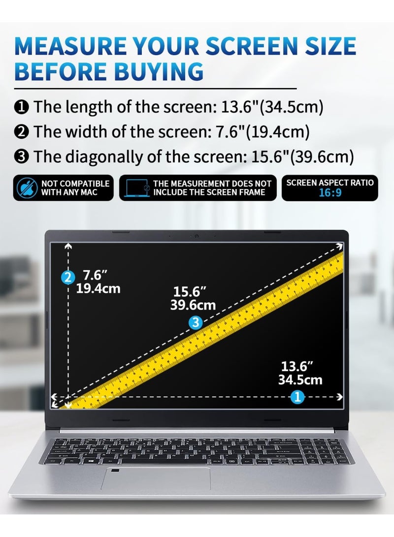 VIUAUAX 2-Pack 15.6 Inch Anti Blue Light Laptop Screen Protector, Eye Protection Anti Glare Matte Computer Screen Cover for 15.6" Laptop with 16:9 Aspect Ratio, Reduce Eye Strain and Touch Sensitive - Image 2