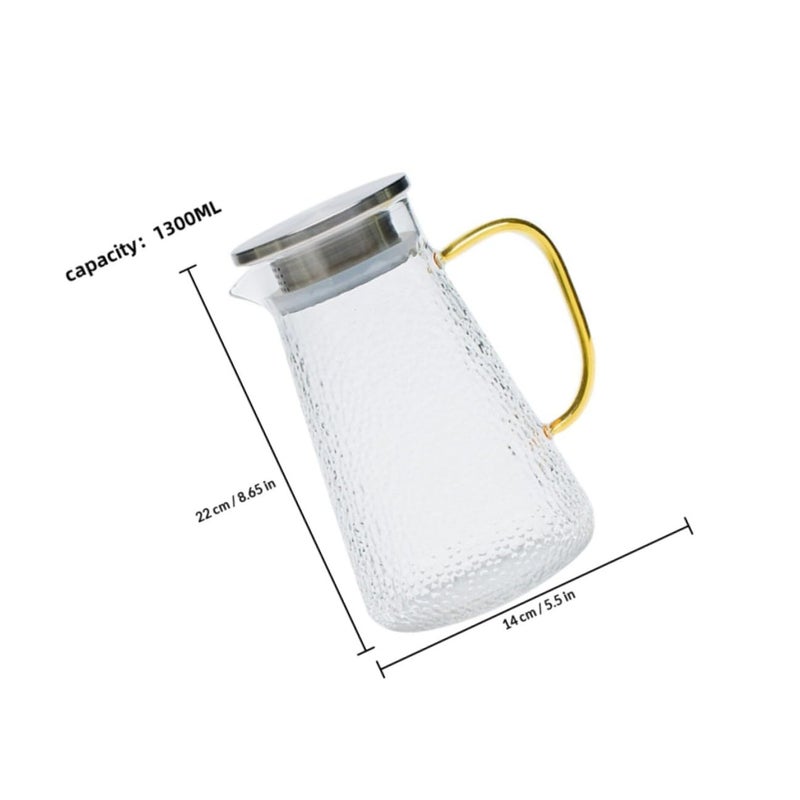 Glass Water Carafe 1300ml With Stainless Steel Lid For Cold Beverages - Image 3