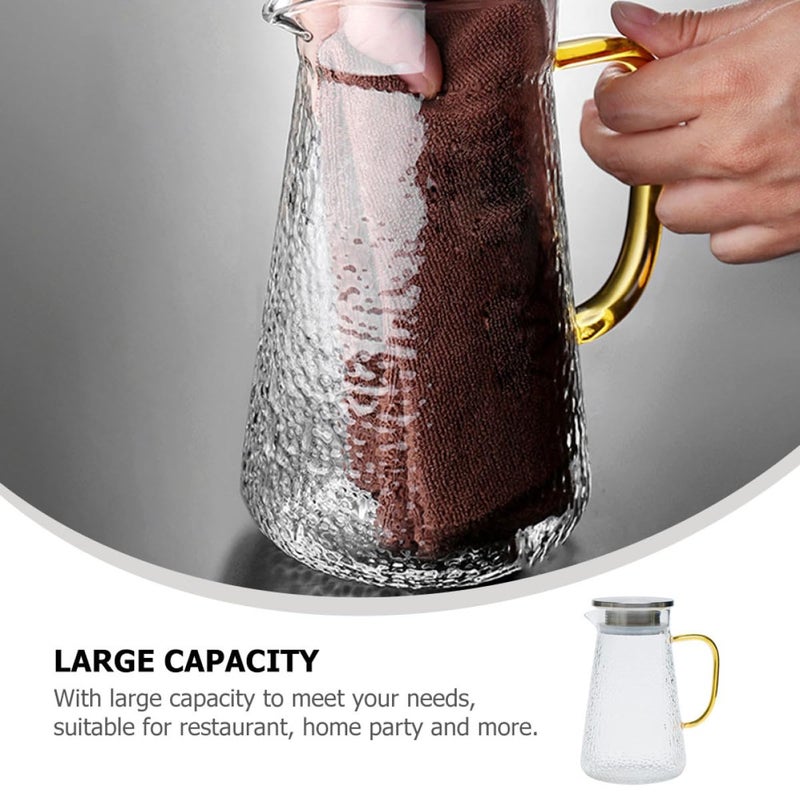 Glass Water Carafe 1300ml With Stainless Steel Lid For Cold Beverages - Image 4