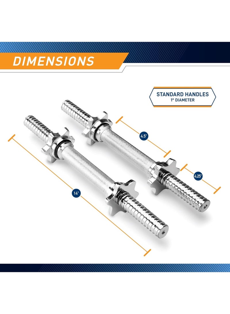 Marcy Marcy 14” Adjustable Chrome Threaded Dumbbell Handles for Standard Weight Plates with 1” Diameter Center TDH-14.1 - Image 3