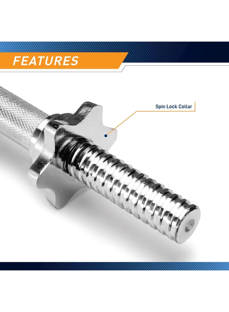 Marcy Marcy 14” Adjustable Chrome Threaded Dumbbell Handles for Standard Weight Plates with 1” Diameter Center TDH-14.1 - Image 4
