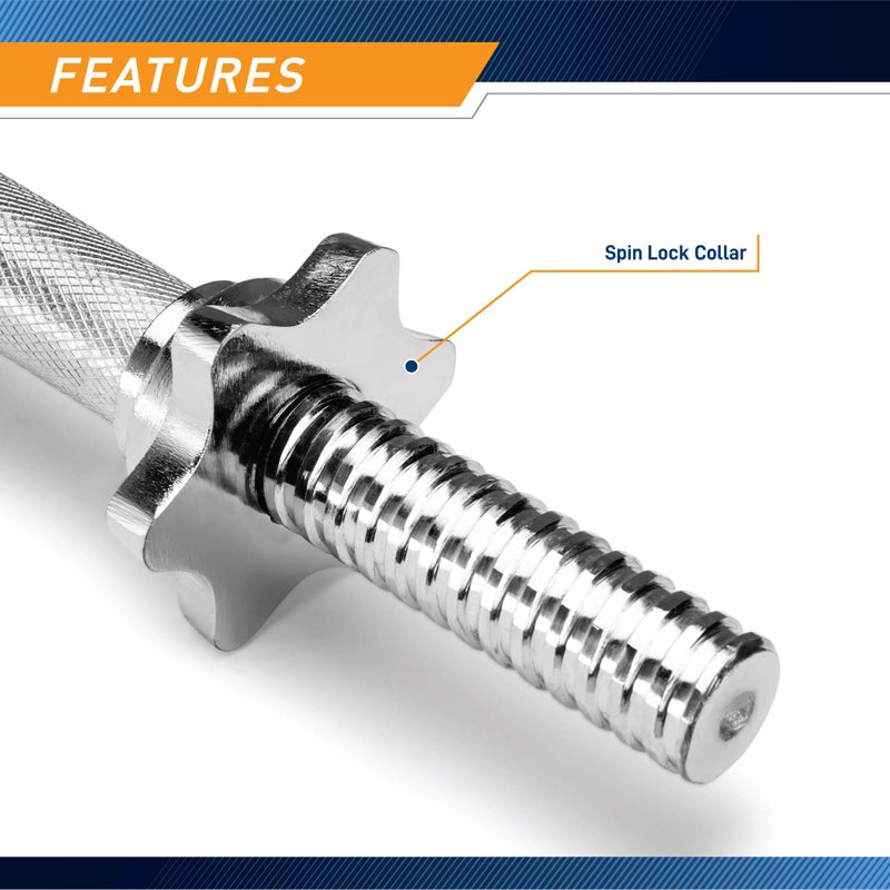 Marcy 14â€ Adjustable Chrome Threaded Dumbbell Handles for Standard Weight Plates with 1â€ Diameter Center TDH-14.1 - Image 3