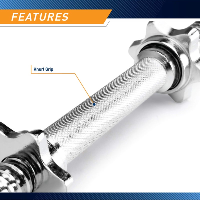 Marcy 14â€ Adjustable Chrome Threaded Dumbbell Handles for Standard Weight Plates with 1â€ Diameter Center TDH-14.1 - Image 4