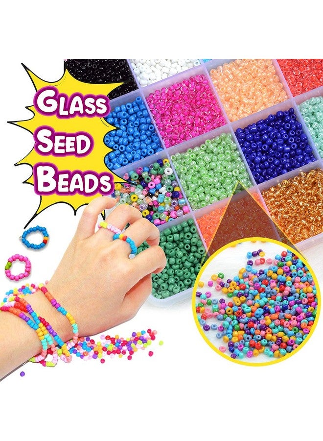 Beadsnfashion Glass Seed Beads Multi Color with Beads Storage Box and 40 Mtrs Nylon Thread for Jewellery Making, Embroidery & Crafts DIY Kit, Size 2mm (Pack of 15 Colors) - Image 5