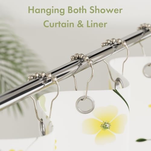 Amazer Shower Curtain Hooks, Decorative Rust Proof Stainless Steel Shower Curtain Hooks for Bathroom Shower Rods Set of 12, Polished Nickel - Image 2