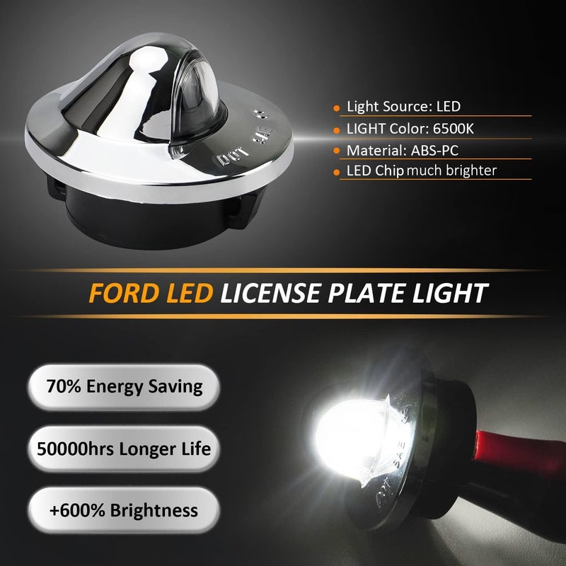 Bestview License Plate Light Assembly for Ford Vehicles - 6500K White LED Tag Light - Image 2