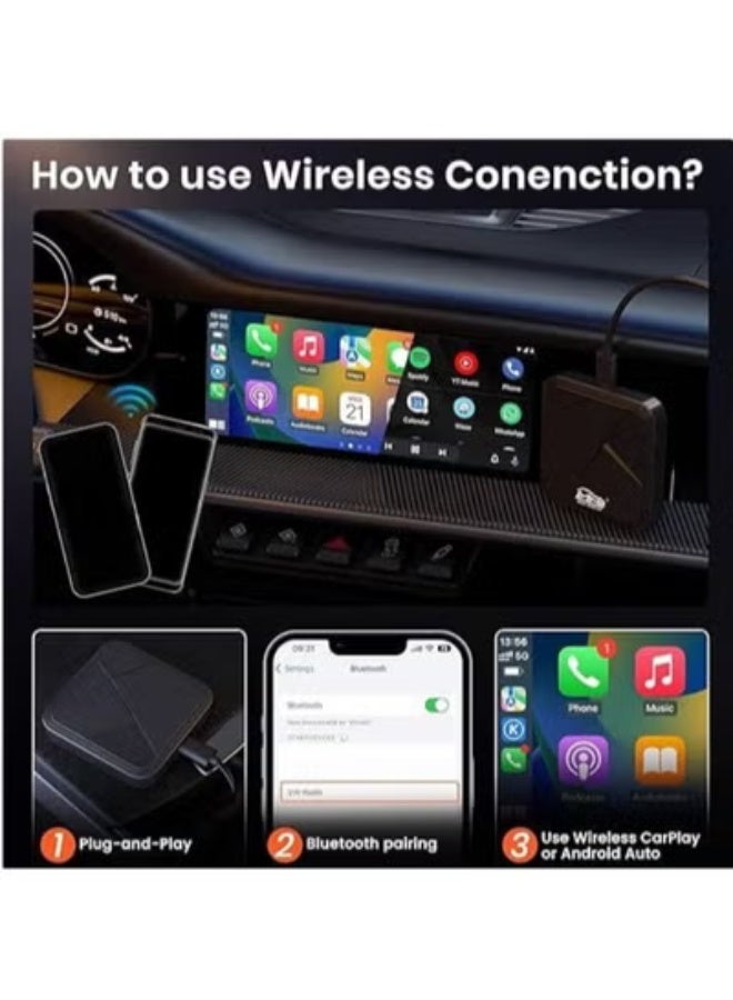 محول لاسلكي 2 في 1 لـ CarPlay و Android Auto – يحول الوصل السلكي إلى لاسلكي، مزدوج القنوات، متوافق مع الآيفون والأندرويد - Image 2
