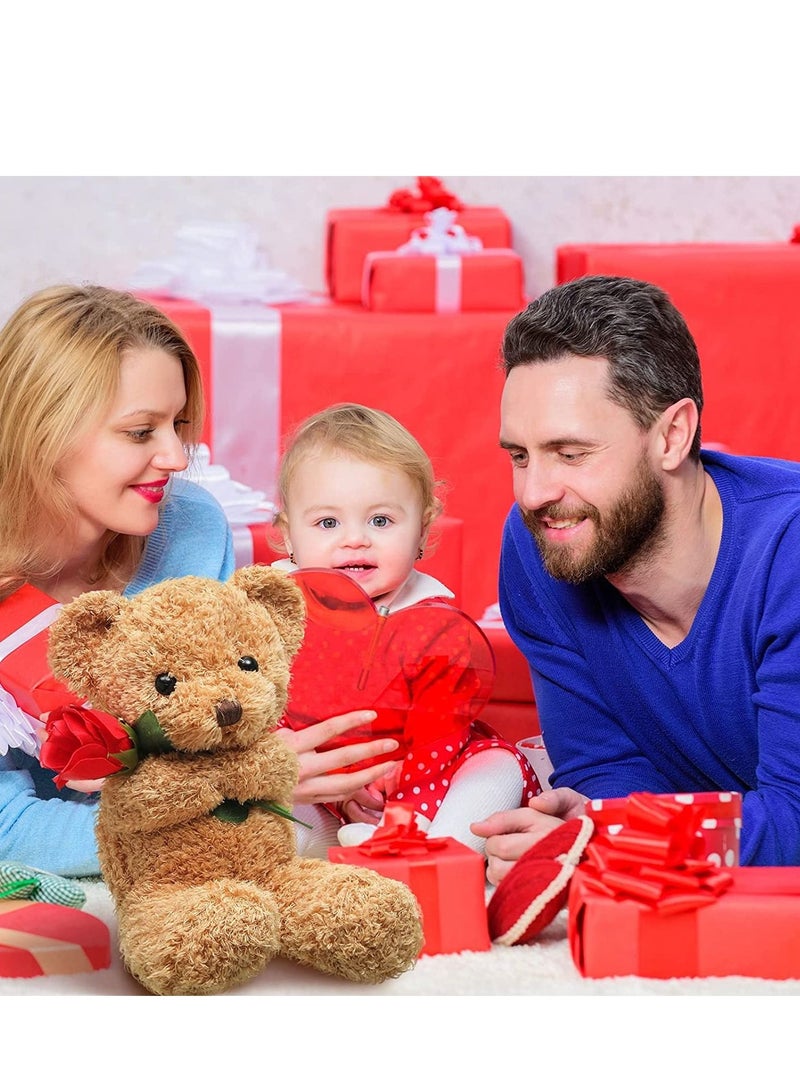 SYOSI Plush Stuffed Animal Bear with Rose Funny Cute Stuffed Animal Plush Valentine's Day Gifts for Kids Toddler Girlfriend Mother's Day, 11.8 Inches (Brown) - Image 4