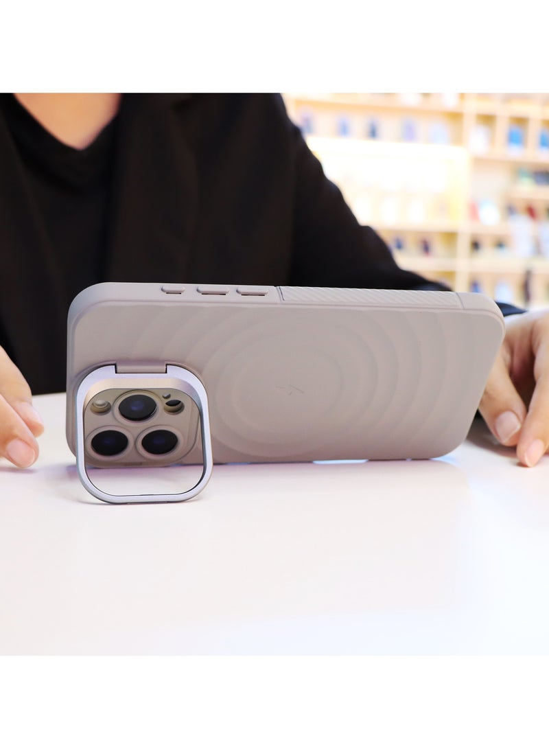 cas:pace Magnetic Phone Case for iPhone 14~16promax, Non-Slip and Drop-Proof Protective Case with Metal Lens Holder, MagSafe Compatible - Gray + 2 Reinforced Films - Image 3