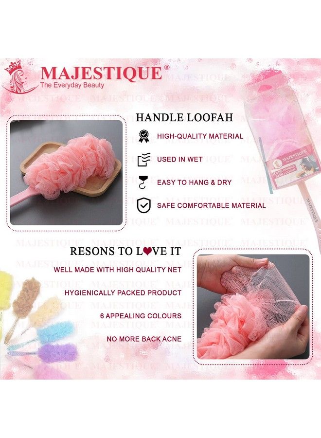 MAJESTIQUE Back Scrubber For Showerloofah Long Handle Bath Body Brushsoft Nylon Mesh Sponge For Showerloofah On A Stick For Men Women Body Wash Loofah Cleaning Luffa (Brown) - Image 5