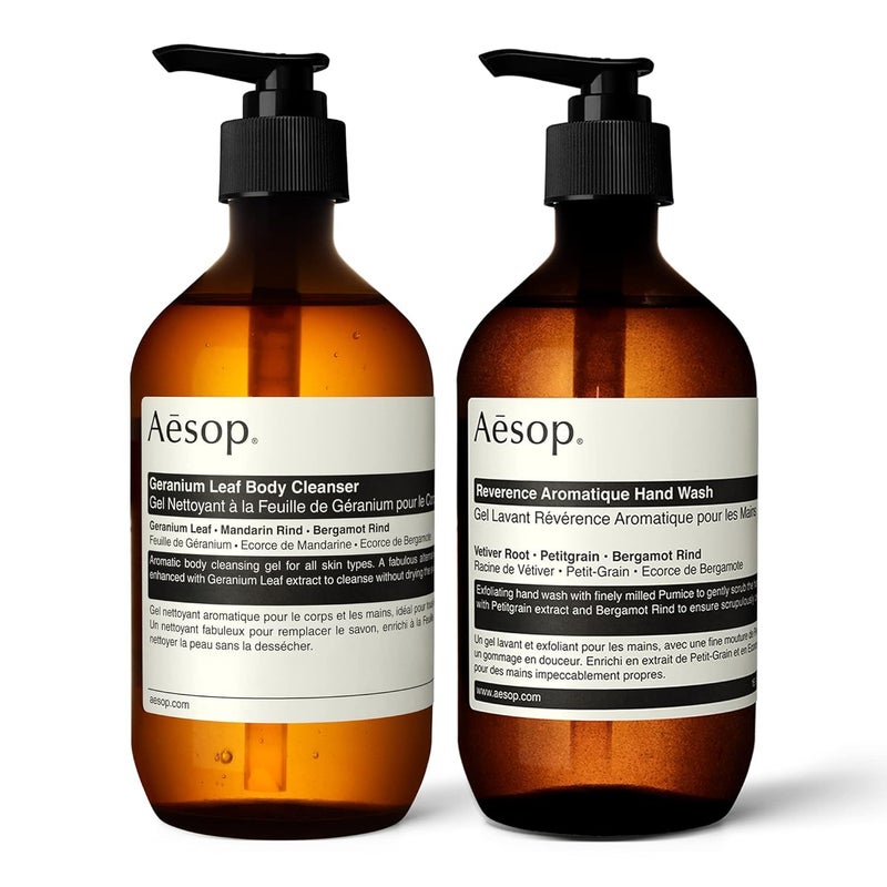 Aesop Reverence Aromatique Hand Wash Geranium Leaf Body Cleanser Paraben CrueltyFree Vegan 500mL1667oz Set of 2
