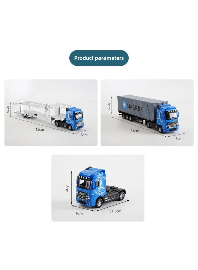Simulation Tractor Semi-trailer Double-deck Transporter Alloy Container Truck Car Model With Sound And Light Children's Toys-Colour:White Scania Tractor + Brown Container Truck  - Image 4