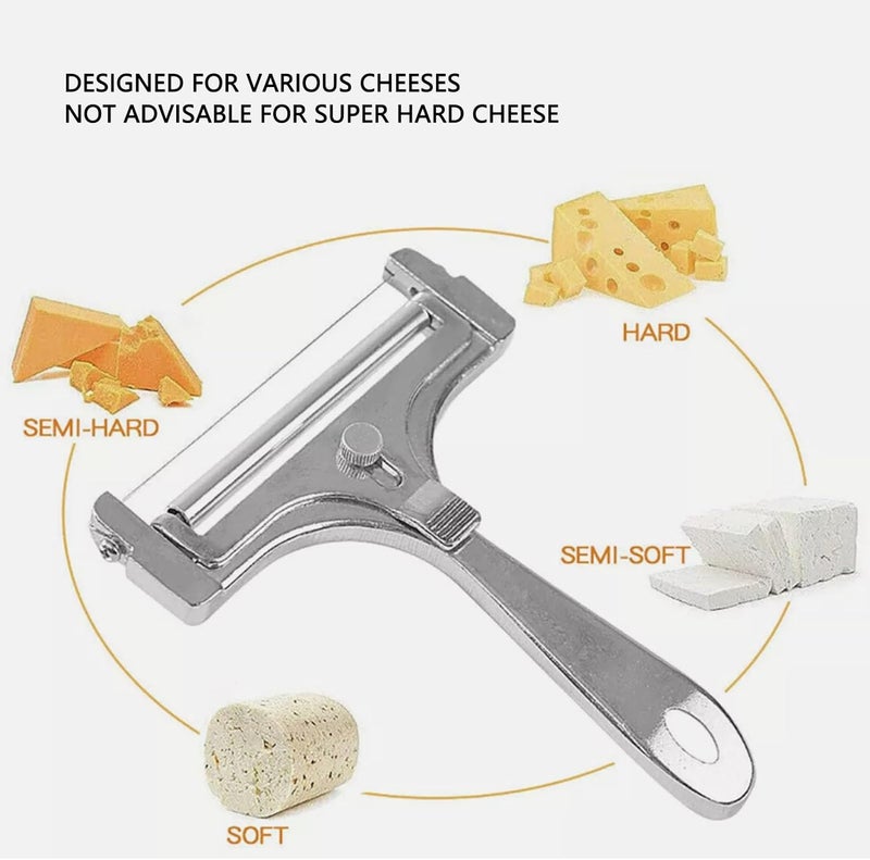 Aramox Stainless Steel Handheld Cheese Cutter Adjustable Wire Cheese Slicing Tool Shaver with Ergonomic Grip for Charcuterie Boards Sandwiches - Image 5
