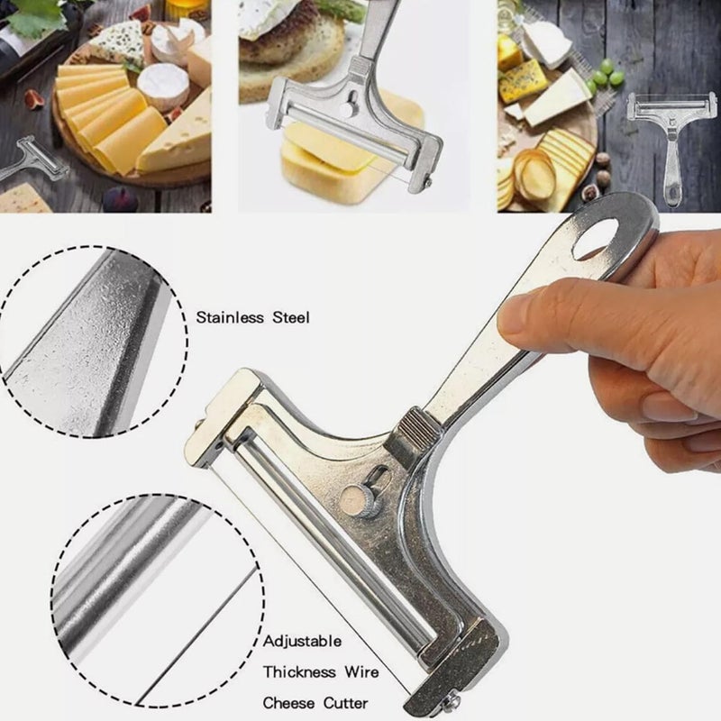 Aramox Stainless Steel Handheld Cheese Cutter Adjustable Wire Cheese Slicing Tool Shaver with Ergonomic Grip for Charcuterie Boards Sandwiches - Image 3