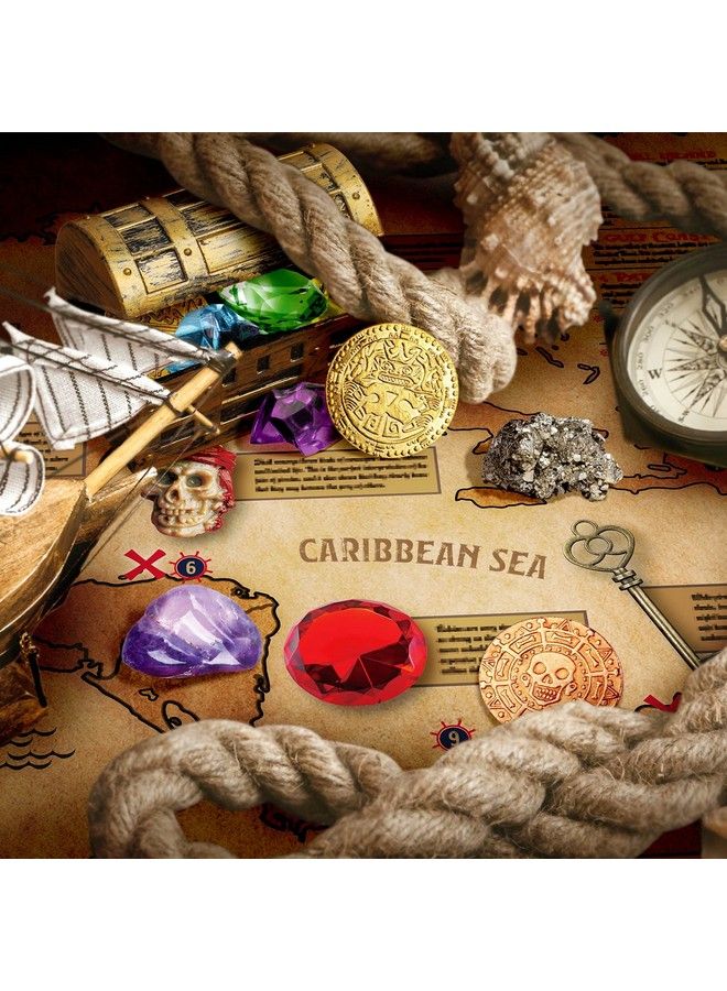 XX Toys Jumbo Pirate Dig Kit Dig Up 12 Pirate Treasures Gemstones Gold Coins Pirate Toys For Kids Great Birthday Party Supplies Gifts Idea For Boys & Girls Includes Treasure Chest - Image 3