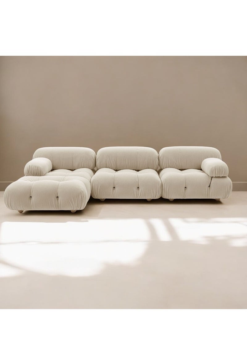 Wooden Twist Natural Soft Velvet Bubble Sectional Sofa  - Image 1