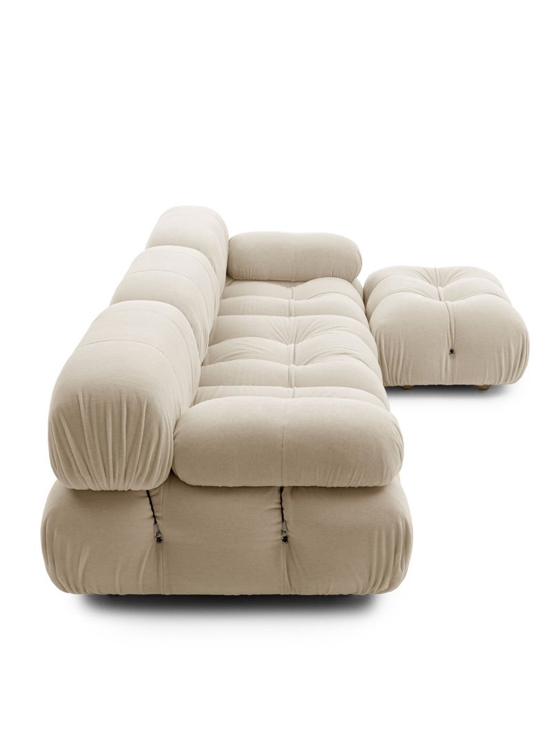 Wooden Twist Natural Soft Velvet Bubble Sectional Sofa  - Image 5