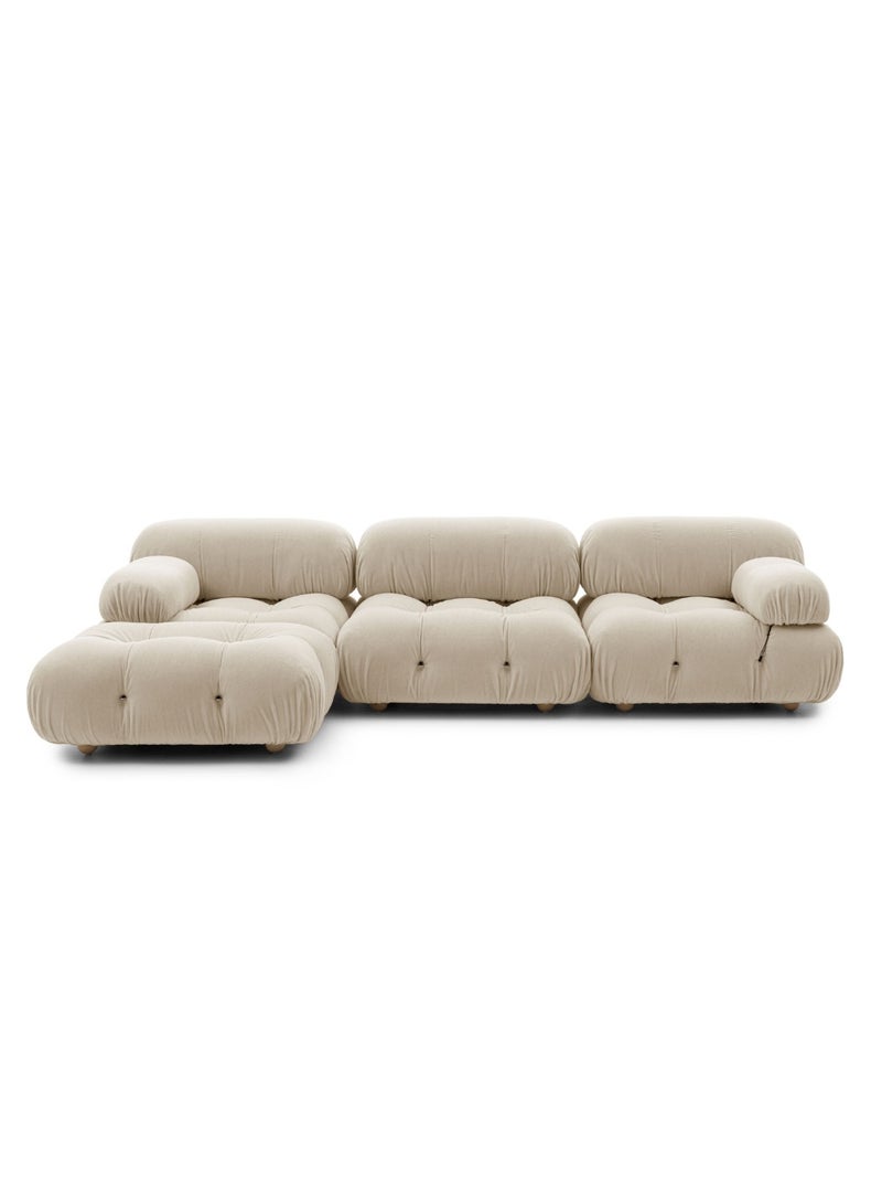 Wooden Twist Natural Soft Velvet Bubble Sectional Sofa  - Image 2