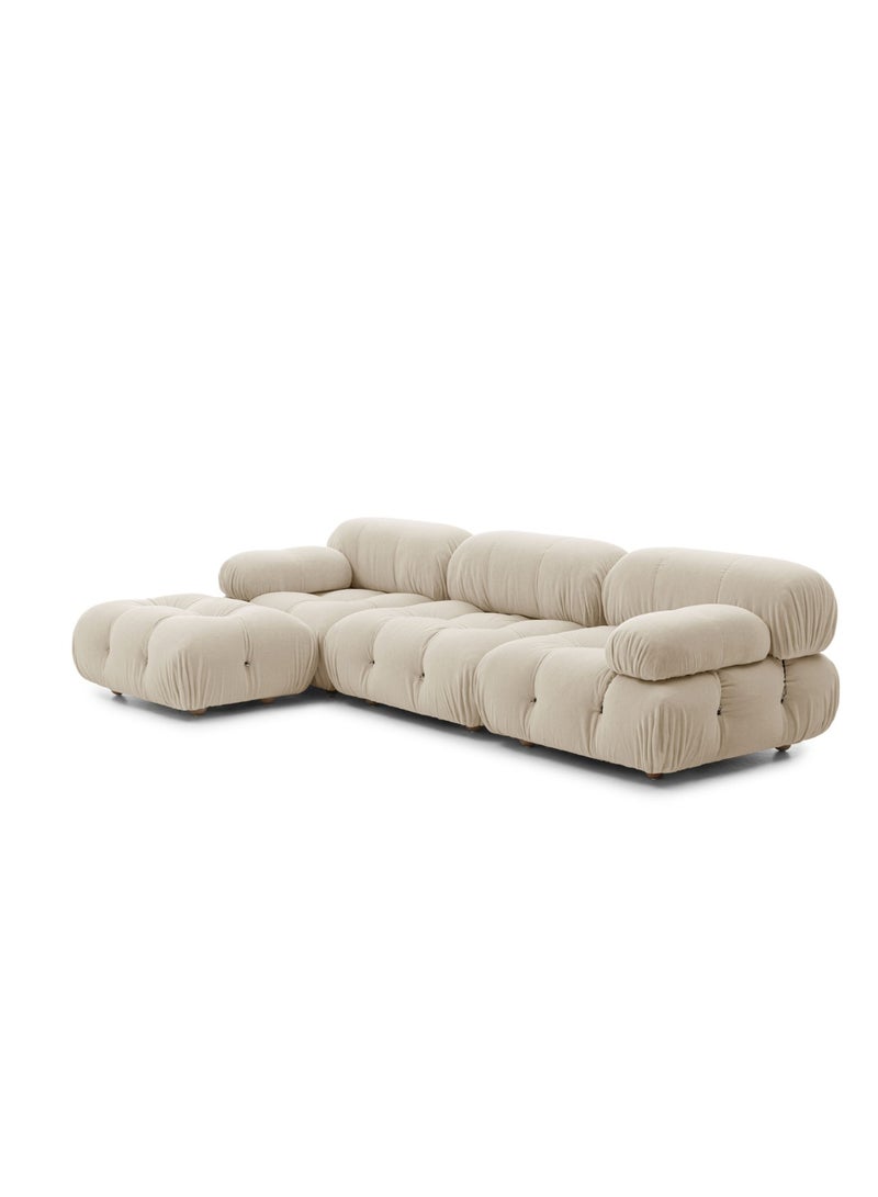 Wooden Twist Natural Soft Velvet Bubble Sectional Sofa  - Image 3