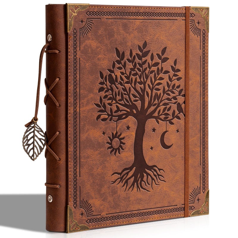 Ovesmusl Vintage Photo Album 4x6 Leather Scrapbook Album with Writing Space 120 Photos & 30 Sheets DIY Paper Memory Albums Book for Anniversary Travel Vacation Family Tree, Brown - Image 1