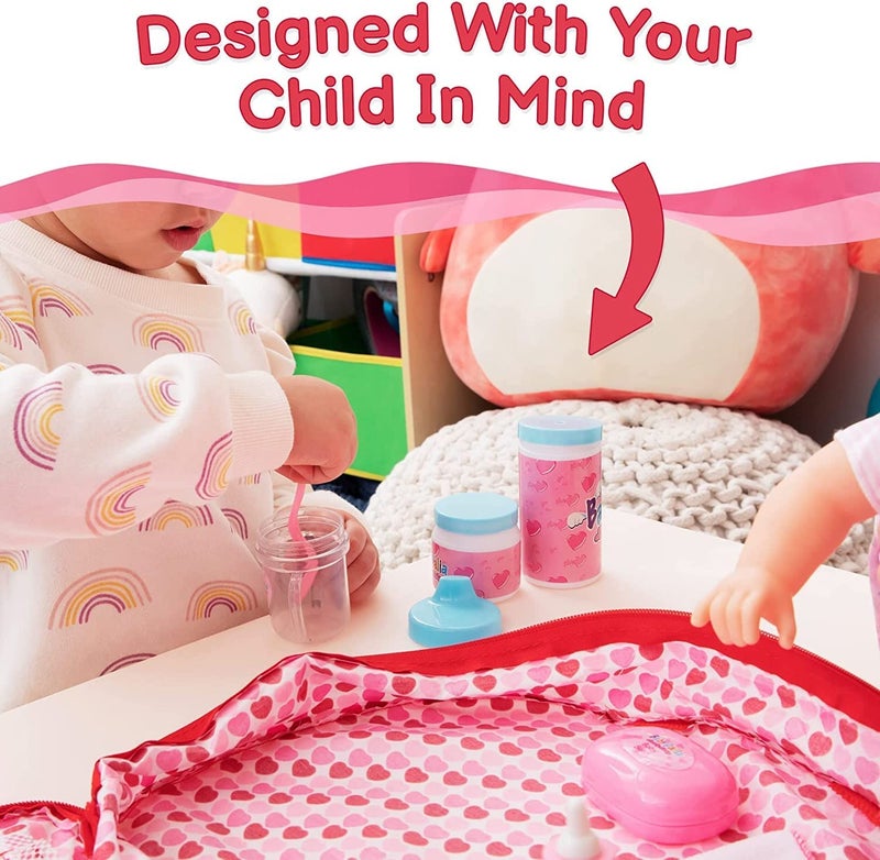 Prextex PREXTEX 18-Piece Baby Doll Accessories Set with Carrying Case - Includes Bottle, Sippy Cup, Pacifier, Bib, Hair Brush, Plates and More, Perfect for Kids, Toddlers, and Girls  - Image 5