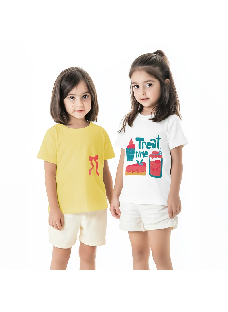Nautinati Nautinati Girls' Pack of 2 Cotton Candy Graphic Printed T-shirts