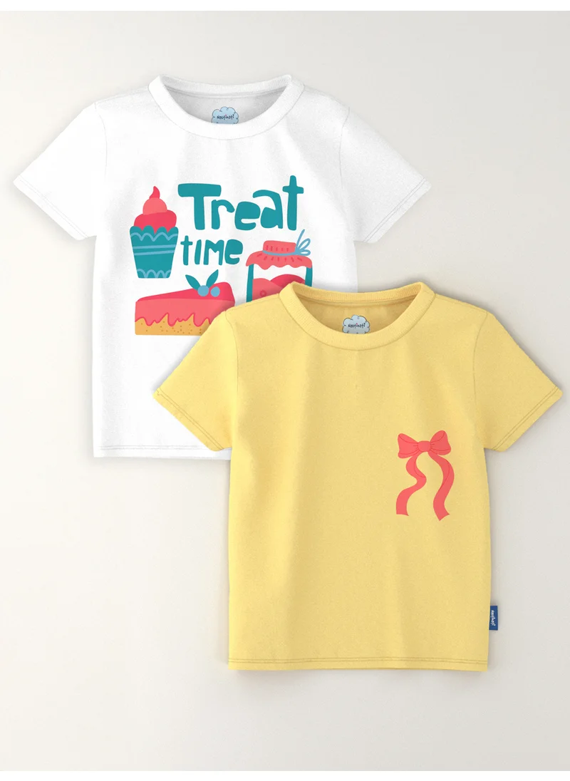 Nautinati Nautinati Girls' Pack of 2 Cotton Candy Graphic Printed T-shirts
