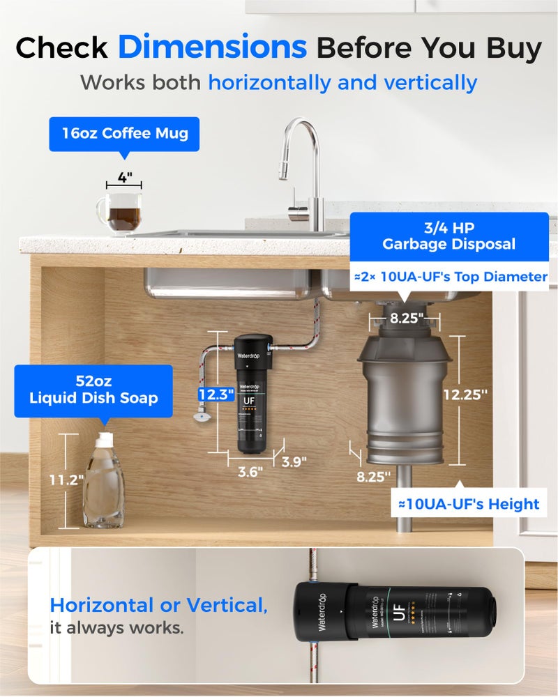 Waterdrop 10UA-UF 0.01 Î¼m Ultra Filtration Under Sink Water Filter System, 1 Year, Reduces Lead, Chlorine, Bad Taste & Odor, Direct Connect to Kitchen Faucet, USA Tech - Image 5