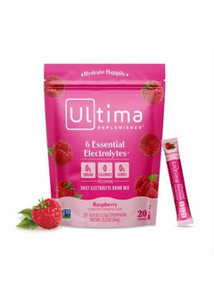 Ultima Replenisher Daily Electrolyte Powder Drink Mix – Raspberry, 20 Stickpacks – Hydration Packets with 6 Key Electrolytes and Trace Minerals – Keto Friendly, Vegan, Non-GMO and Sugar-Free  - Image 1