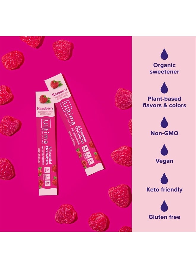 Ultima Replenisher - Daily Electrolyte Powder Drink Mix – Raspberry, 20 Stickpacks – Hydration Packets with 6 Key Electrolytes and Trace Minerals – Keto Friendly, Vegan, Non-GMO and Sugar-Free - Image 1